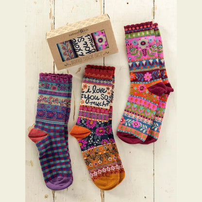 Boxed Boho Sock Set, Set of 3 - I Love You So Much