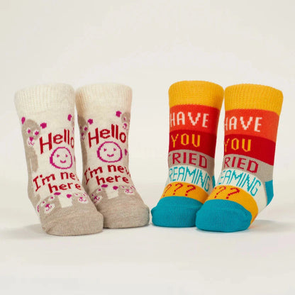 Hello I'm New Here/ Have You Ever Tried Screaming??? Baby Socks - The Feral Market
