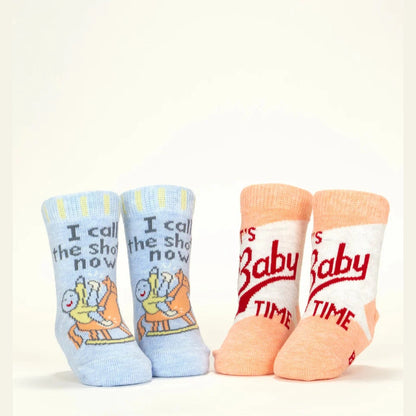 I Call The Shots Now/ It's Baby Time Baby Socks - The Feral Market