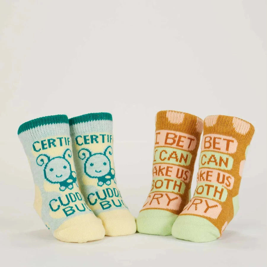Certified Cuddle Bug/I Bet I Can Make Us Both Cry Baby Socks