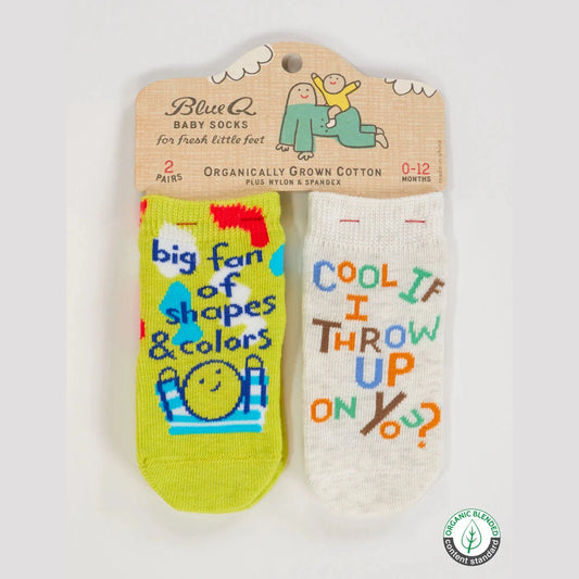 Big Fan Of Shapes & Colors/ Cool If I Throw Up On You? Baby Socks - The Feral Market