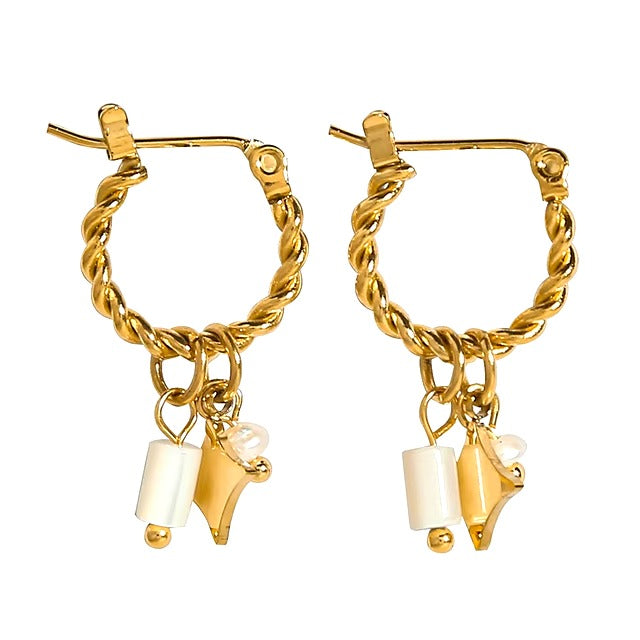 Charm Braid Gold Hoop Earrings