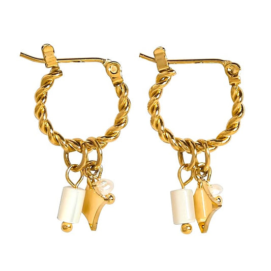 Charm Braid Gold Hoop Earrings