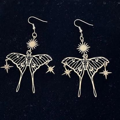 Silver Moth Earrings