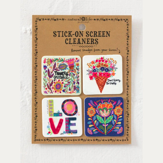 Stick-On Screen Cleaner, Set of 4 - Thankful Grateful