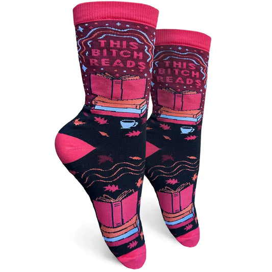 This Bitch Reads Womens Crew Socks - The Feral Market