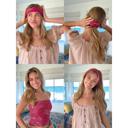 Full Boho Bandeau® Headband - Merlot Floral Bandana - The Feral Market