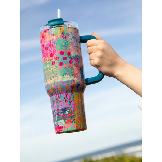 Mega 40oz Tumbler - Pink Watercolor Patchwork