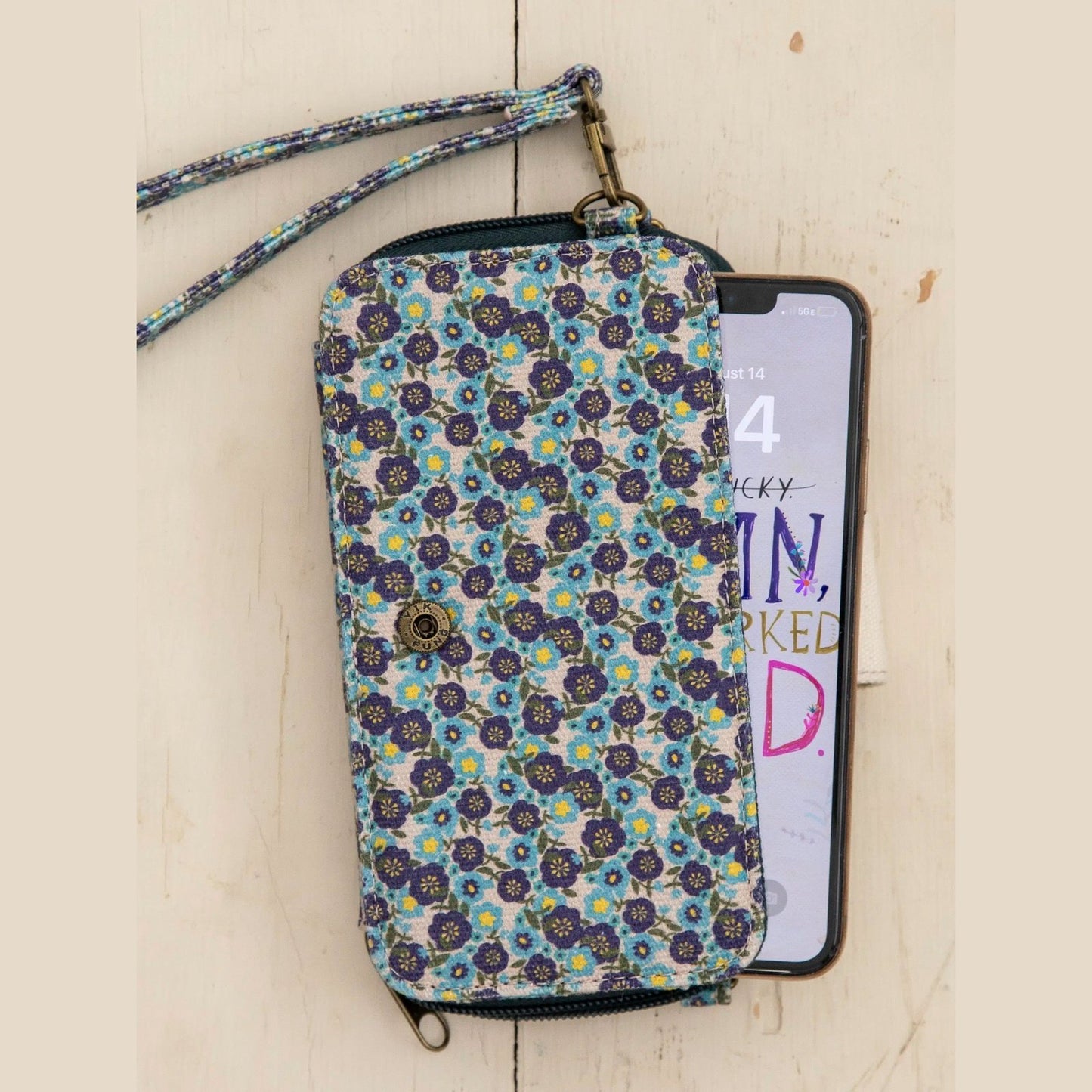 Wristlet Wallet - Blue Floral Ditsy