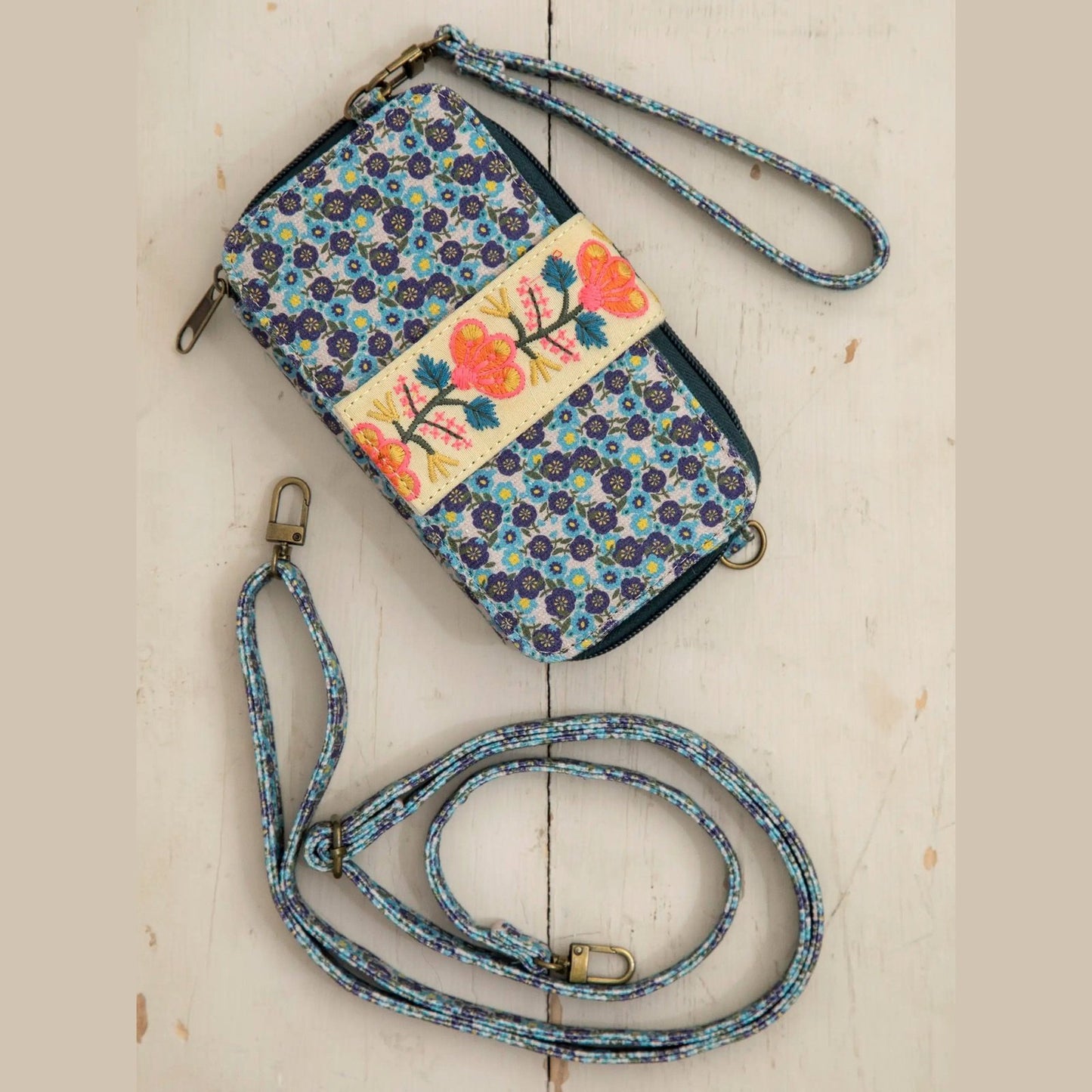 Wristlet Wallet - Blue Floral Ditsy