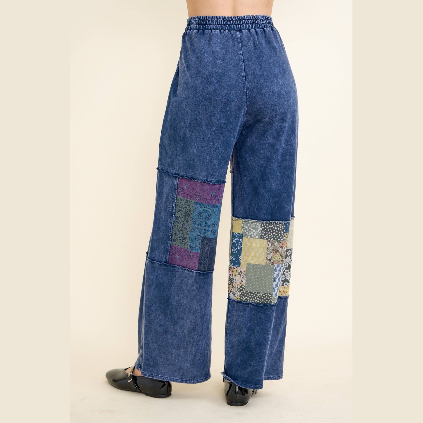 Mineral Washed Boho Block Patch Pants