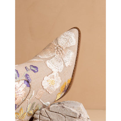 The Wanda | Taupe Floral Applique Western Boot