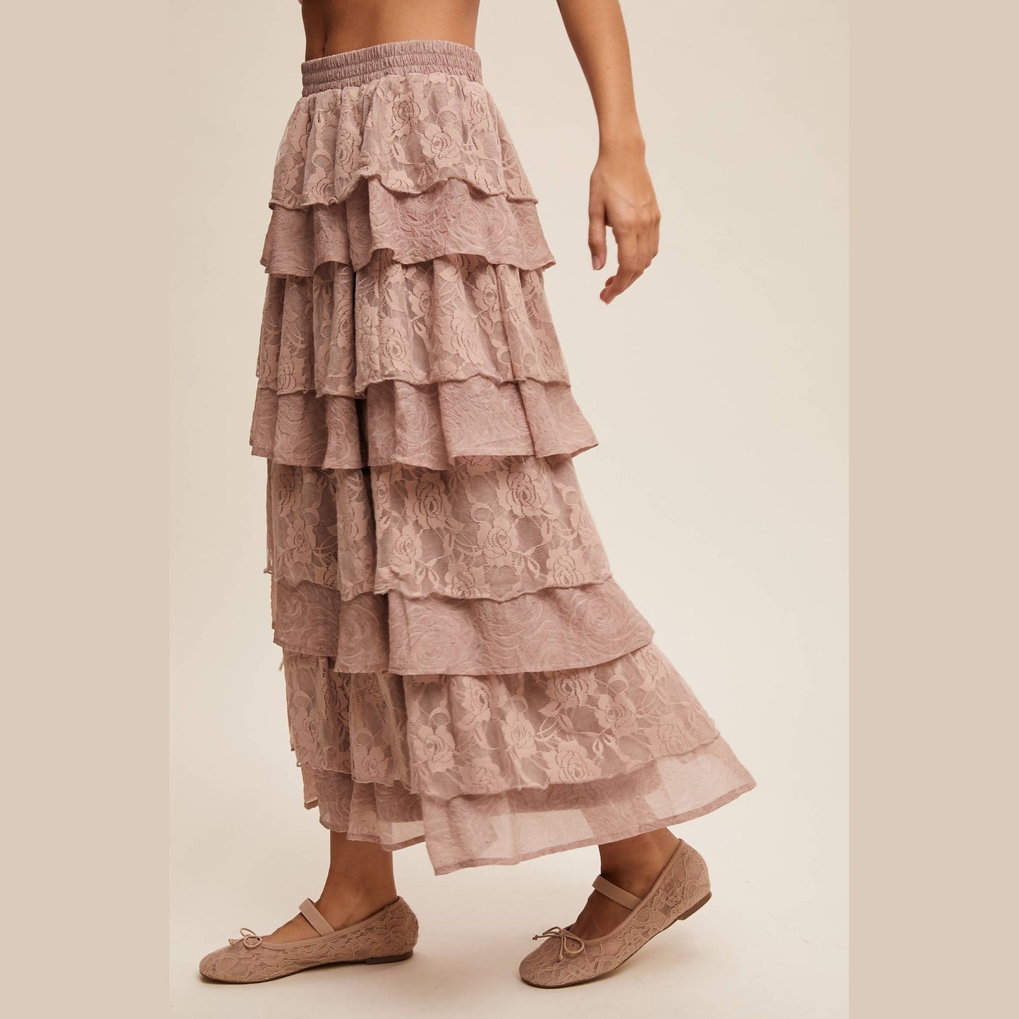 Lace Tiered Maxi Skirt