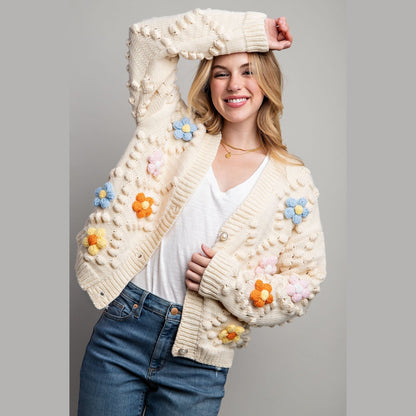 Penelope 3D Flower Sweater Cardigan