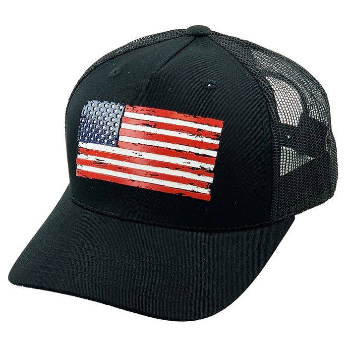 Flag Flat Uv Print Mesh Back American Flag Baseball Cap