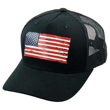 Flag Flat Uv Print Mesh Back American Flag Baseball Cap