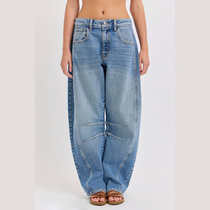 Barrel Leg Mid Waisted with Long Inseam