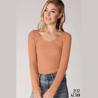 Long Sleeve Scoop Neck Top