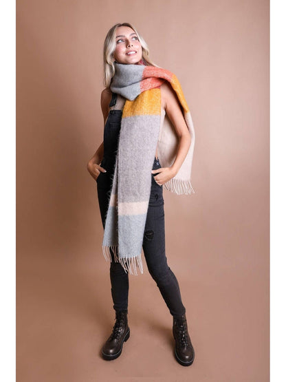 Color Block Soft Faux Mohair Scarf