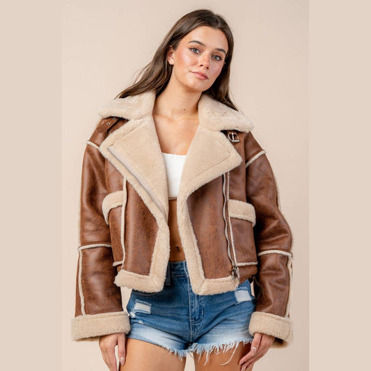 Sherpa Bonded Pleather Jacket - The Feral Market