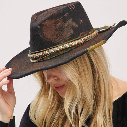 Vintage Versatile Shapeable Cowgirl & Fedora Hat With Distre - The Feral Market