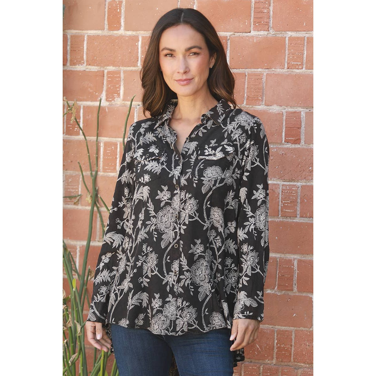 BW Floral Button Up Shirt