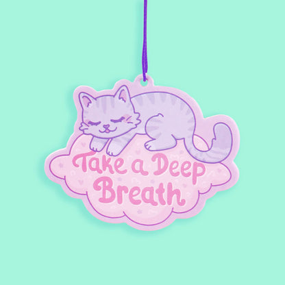 Take A Deep Breath Cute Kitten Cat Scented Car Air Freshener