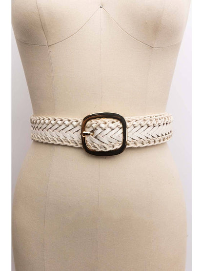 Crochet Trimmed Woven Leather Belt