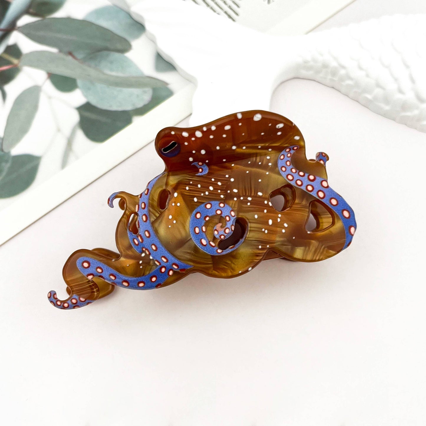 Blue Ring Octopus Hair Claw Clip, Ocean-Inspired Hair Clip - The Feral Market