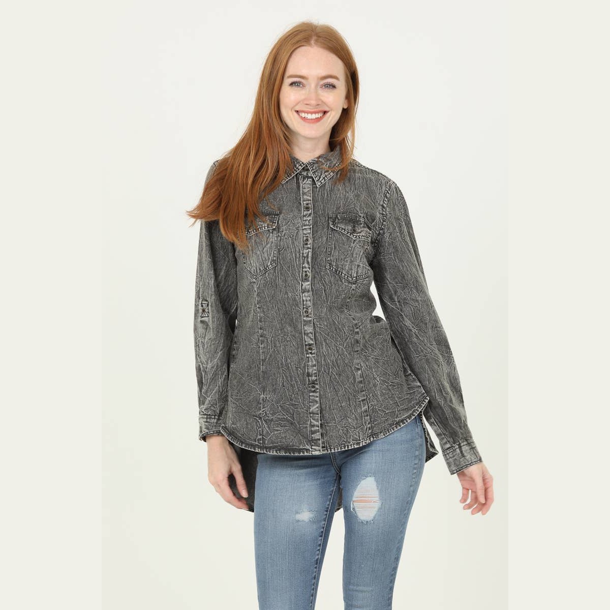 Floral Filagree Embroidered Denim Shirt - The Feral Market