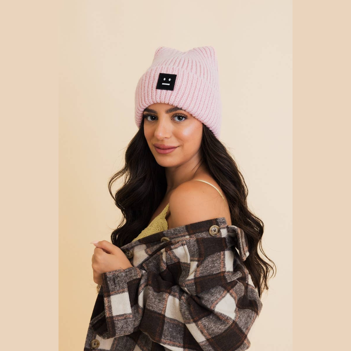 Chill Vibes Soft Ribbed Square Top Beanie