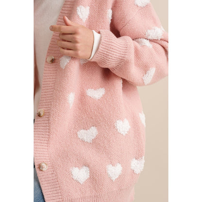 All Over Hearts Sweater Cardigan