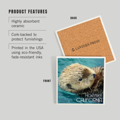 Ceramic Coaster Monterey, California Sea Otter Photograph