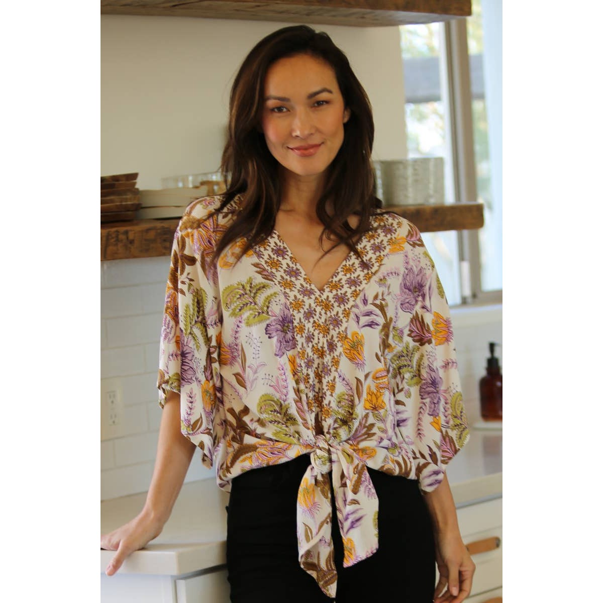 Mixed Floral Kimono Flowy Top