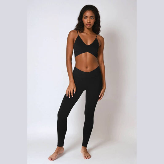 Ribbed Crossover Waistband Leggings