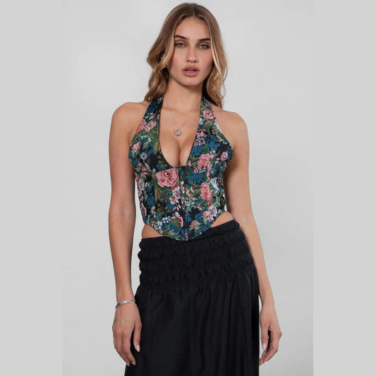 ADRIE Floral Printed Halter Cami Top