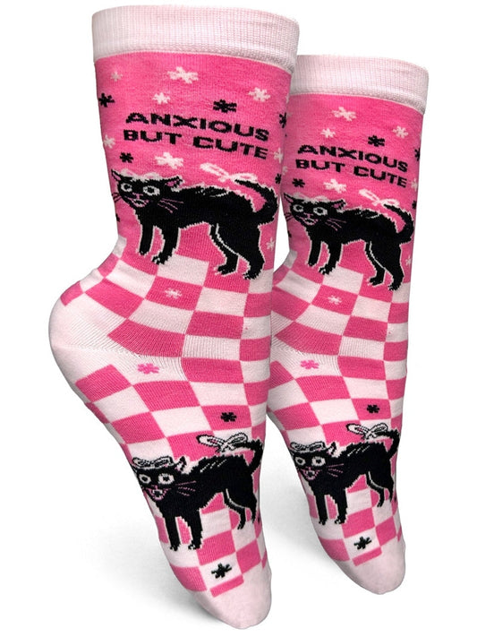 Anxious But Cute Womens Crew Socks