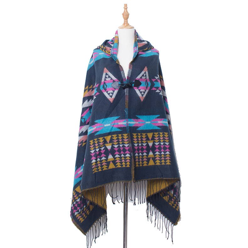 Aztec Print Hooded Wrap