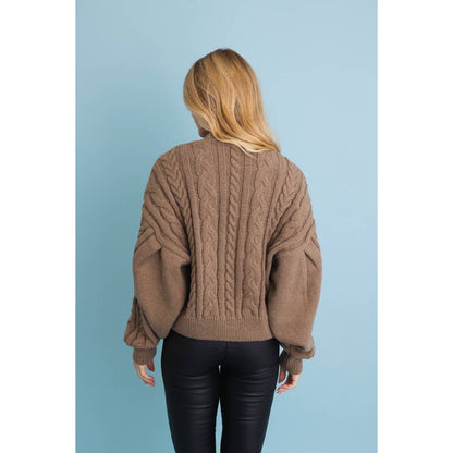 Chunky Cable Knit Button-Up Cropped Cardigan - The Feral Market