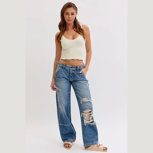 Low Baggy Jean with Front Seam