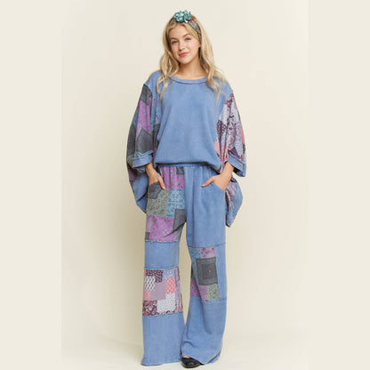 Mineral Washed Boho Block Patch Pants