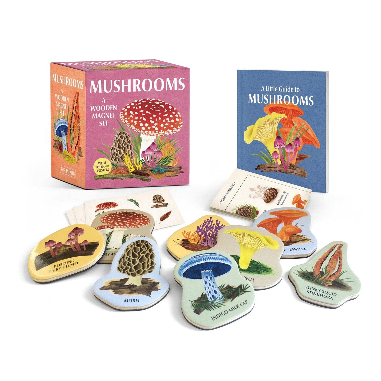 Mushrooms: Wooden Magnet Set