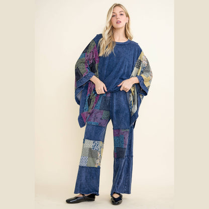 Mineral Washed Boho Block Patch Pants