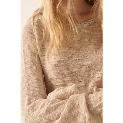 Burnout Knit Dolman-Sleeve Sweater