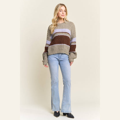Horizontal Striped Crew Neck Sweater