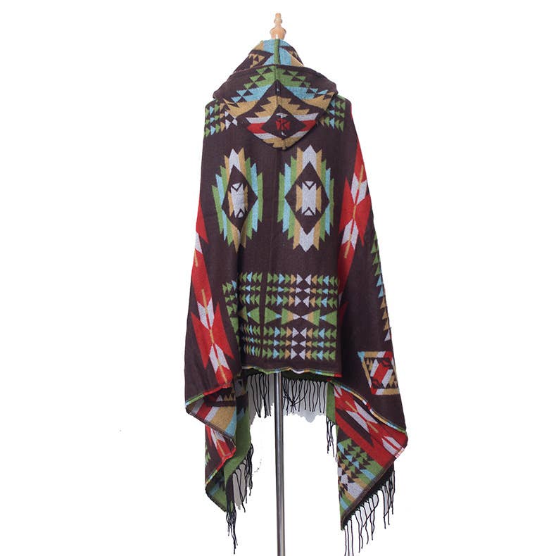 Aztec Print Hooded Wrap