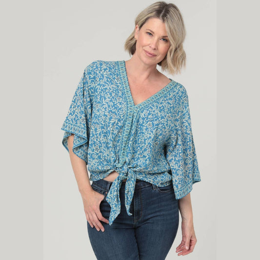 Blue Flowers Flowy Top