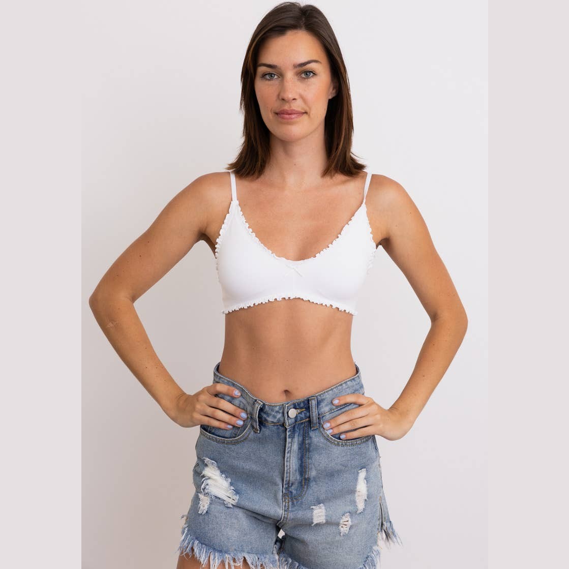 Seamless Lettuce Edge Bow Tie Triangle Bralette