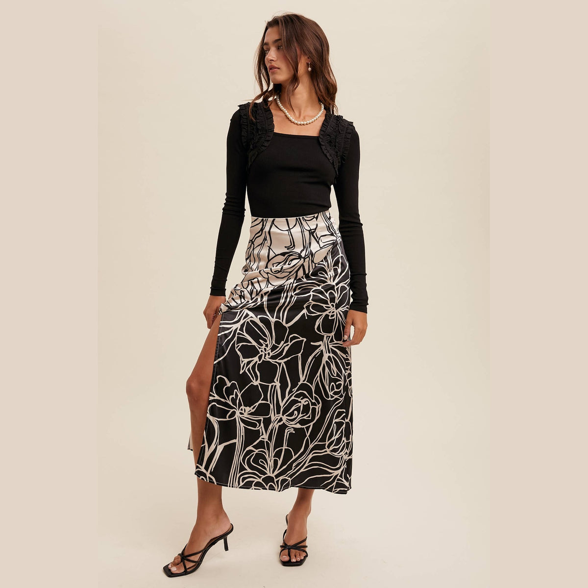Square Neck Ruffle Accent Top - The Feral Market