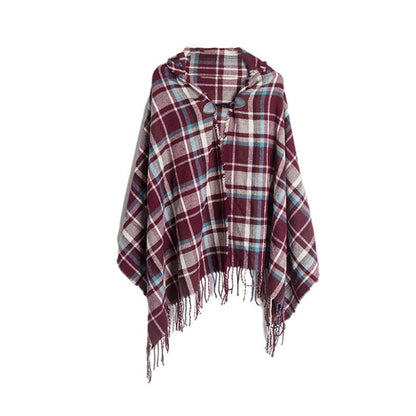 Plaid Hooded Poncho